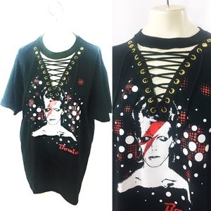 David Bowie one of a kind lace up tee size XL